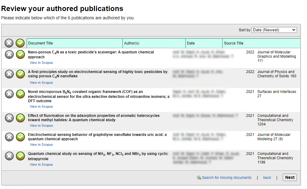 The resource will automatically display works that belong or may potentially belong to the researcher