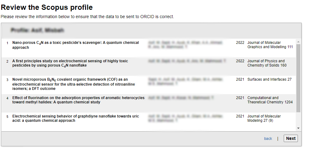Confirm that the information in the Scopus profile is correct