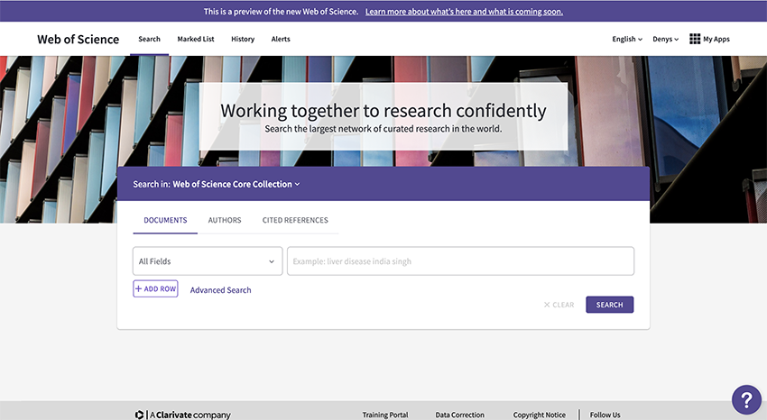 Новый вид поиска и варианты поиска в Web of Science